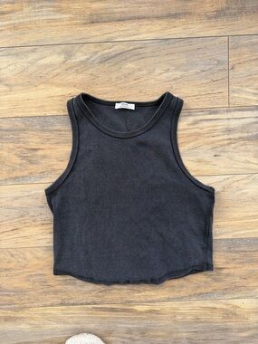 Ardene Black Ribbed Crop Tank Top